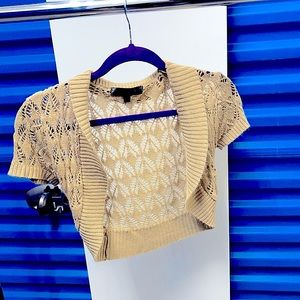 Y2K, Mandee’s Crochet, Caramel, Cropped, Cardigan w/ gentle Collar
